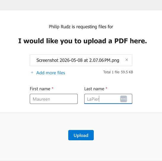 Student prompt to upload a file